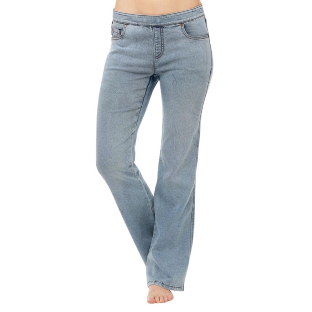 PajamaJeans Jeans Light Blue Small Medium Semi Flare Bootleg